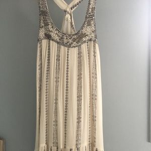 En Creme Boho Beaded Cream Tunic Dress